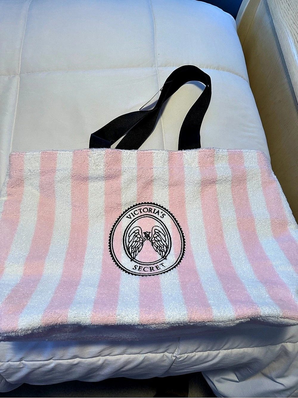 Victoria's Secret Angel Essentials Terry Tote Bag Pink & White